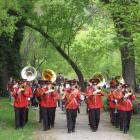 The New Zealand Army Band led the thousands of people who watched the re-enactment of the...