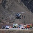 The Otago Regional Rescue Helicopter attends the accident at the Cromwell entrance to the Kawarau...