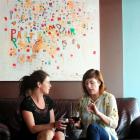 The Perc cafe owner Sarah Henderson (left) and Zaibatsu Hair Art owner Jaimee Smith discuss their...