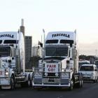 Trucks and other vehicles take part in an anti-government  protest convoy in Canberra, Australia....