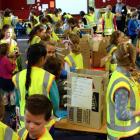 Year 4, 5 and 6 pupils at Opoho School take part in the  cardboard arcade challenge on Friday. ...