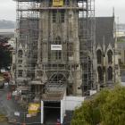 Scaffolding has been removed from the very top of the First Church spire, as work is  done from...