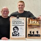 Creators of award-winning publicity posters for Dunedin's Globe Theatre, Keith Scott (left) and...