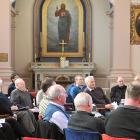 Priests from across Otago and Southland listen to Virginia Noonan, the director of the Catholic...