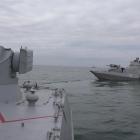 Small armoured artillery ship Nikopol is seen during a drill in Black Sea, Ukraine. Photo:...