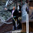 Queenstown Lakes Mayor Jim Boult prepares for a dawn jump from AJ Hackett Bungy’s Kawarau Bridge...