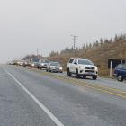 Traffic congests the road into Queenstown after a crash this morning. Photo: Matthew Mckew