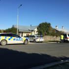 Emergency services at the scene in Invercargill this morning. Photo: Luisa Girao