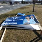 National’s Southland candidate Joseph Mooney’s election hoardings were smashed at the weekend....