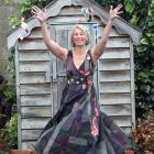 Stitchmaster Judy Ross models the dress that took her a year to hand-sew. PHOTO: STEPHEN JAQUIERY