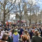 Thousands attend a School Strike 4 Climate rally in the Octagon in 2019. GERARD O’BRIEN