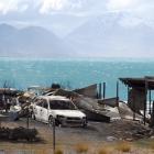 Burnt-out remains in Lake Ohau village. PHOTO: CRAIG BAXTER
