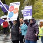 Plunket nurses Candice Adam (left) and Kelly Morrissey were among about 30 other nurses striking...