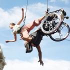 Rodney Bell and Chloe Loftus perform their aerial dance set. Photo: Supplied