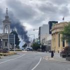 Smoke from the fire can be seen from central Invercargill. Photo: Ben Tomsett