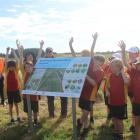 James Hargest College pupils, some of whom had volunteered to help plant, with the Waihōpai...