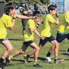 Practising their skills . . . Some of Southbrook Touch’s squad of young referees warming up...