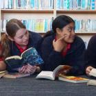 Spending time in the library are year 8 Oamaru Intermediate School pupils (from left) Cole...