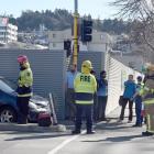 A car is left facing the wrong way in Castle St following a two-car crash at the intersection...