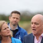 Louise Upston and Christopher Luxon at the policy announcement this morning. Photo: NZ Herald