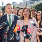 Green Party co-leaders James Shaw and Marama Davidson with their caucus. Photo: NZ Herald 