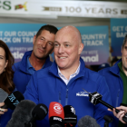 National leader Christopher Luxon and MPs on the campaign  trail today. Photo: NZ Herald 