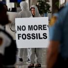 An activist protests at the United Nations Climate Change Conference COP28 in Dubai. Photo: Reuters