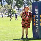 George Morris shows off his watermelon suit in Dunedin yesterday. PHOTO: STEPHEN JAQUIERY