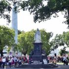 Toitū te Tiriti supporters gather in Queens Garden to voice their concern about the Act Party’s...