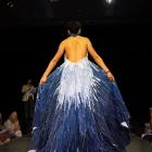 Designer Maria Fadden created this Cinderella gown from denim scraps. Photos: Orla O'Muiri