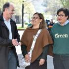 Francisco Hernandez rallies the campus Greens with Scott Willis and party co-leader Marama...