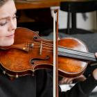 Oddie in rehearsal with the Italian violin, crafted by Giovanni Francesco Pressenda in 1834, that...