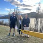 At last month’s launch of Whakatipu Rowing Club’s quad, Wilding II, are club captain Hamish Noton...