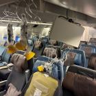 The interior of Singapore Airline flight SQ321 is pictured after its emergency landing at Bangkok...