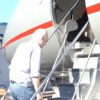 WikiLeaks founder Julian Assange boards a plane at a location given as London, Britain, in this...