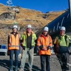 In front of The Remarkables’ new Shadow Basin chair are (from left) NZSki project manager Louise...