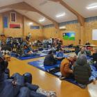 Dozens of families were sheltering at the the Haumoana School Hall evacation centre on Wednesday...
