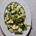 Mint leaves are used as a garnish on this yoghurt-marinated romanesco salad. Photo: Simon Lambert