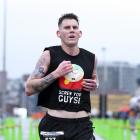 Dunedin runner Simon Cromarty on his way to winning the Wellington Marathon on Sunday. PHOTO:...