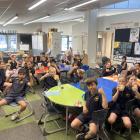 Kaiapoi Borough School children give the thumbs up to the Healthy School Lunches Programme. Photo...