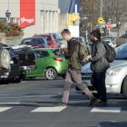 A car turning left out of Union St gives way to pedestrians on a Forth St crossing. PHOTO: GERARD...