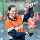 New Zealand Heritage Properties principal archaeologist Dr Naomi Woods with a 19th century Doctor...