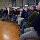 Sheep and beef farmers attend at meeting at Strathview Station, Clarks Junction, to listen to...