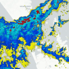 An image shows the band of thunder and rain approaching Auckland from the north.&nbsp;Photo:&nbsp...