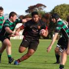 Old Boys player Sione Tukala breaks through Maheno’s defence line. PHOTO: YAMMIE MCKENZIE...