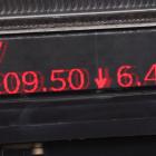 Stocks showing losses are displayed at the entrance to the New York Stock Exchange in New York...