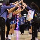 The Southern Steel perform a guard of honour for Reinga Bloxham ahead of her final game last...