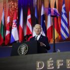 President Joe Biden spoke at a NATO event in Washington to commemorate the 75th anniversary of...