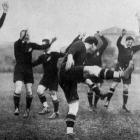 The All Blacks perform a haka at Sydney before their match with Metropolitan Union on July 9,...