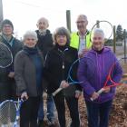 Gore Tennis Club members (back from left) Trudy McKay, Rodney Byars and Murray Giles (front from...